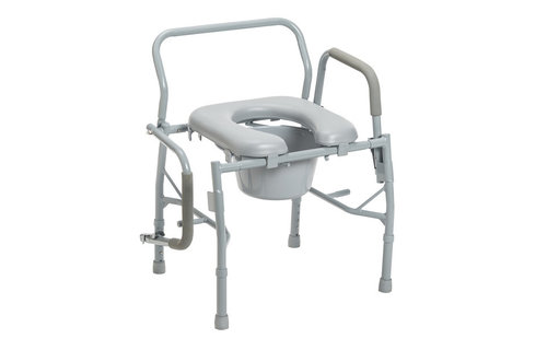 Drive Steel Drop Arm Bedside Commode With Padded Seat & Arms