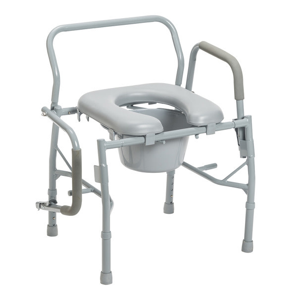 Drive Steel Drop Arm Bedside Commode With Padded Seat & Arms