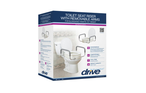 Premium Raised Toilet Seat Rizer W/removable Arms- Standard