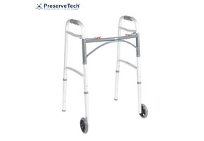 PreserveTech™ Deluxe Folding Two-Button Walker With 5" Wheels