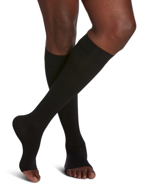 Essential Opaque For Women Knee High 20-30 mmHg Large Long Black99 S/Grip Top