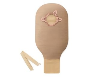 New Image Two-Piece Drainable Pouch, Clamp Closure  Red Beige Flange 2-1/4" (57 mm) Pouch Length 12" (30mm) - Box of 10