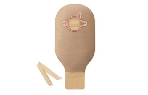 New Image Two-Piece Drainable Pouch, Clamp Closure Red Transparent Flange 2-1/4" (57 mm) Pouch Length 12" (30 cm)- Box of 10