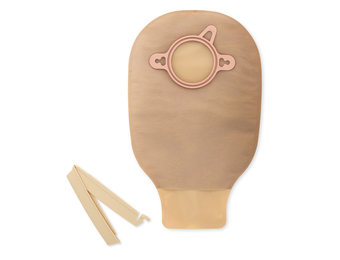 New Image Two-Piece Drainable Pouch, Clamp Closure  Blue Beige Flange 2-3/4" (70 mm) Pouch Length 9" (23mm) - Box of 10