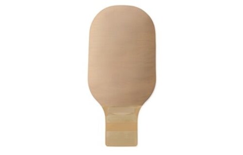 PREMIER ONE-PIECE CONVEX SKIN BARRIER 12"  DRAINABLE POUCH CLAMP CLOSURE BEIGE PRE-CUT 1" WITH TAPERED BORDER BX/5