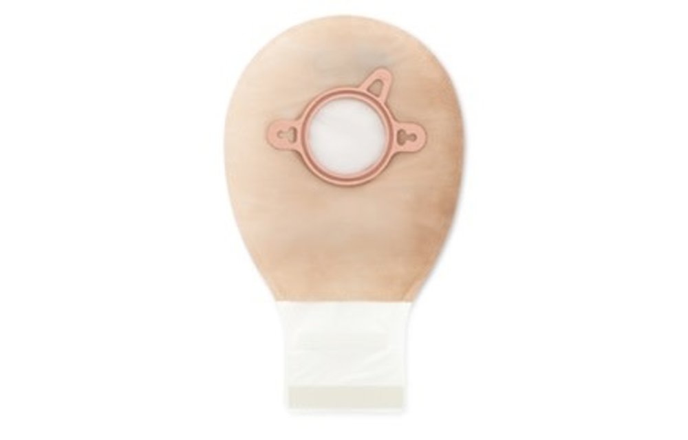 PREMIER ONE-PIECE CONVEX SKIN BARRIER 12"  DRAINABLE POUCH CLAMP CLOSURE BEIGE,PRE-CUT 1-1/8" WITH TAPERED BORDER BX/5