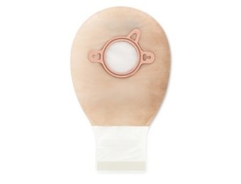 PREMIER ONE-PIECE CONVEX SKIN BARRIER 12"  DRAINABLE POUCH CLAMP CLOSURE BEIGE,PRE-CUT 1-1/8" WITH TAPERED BORDER BX/5