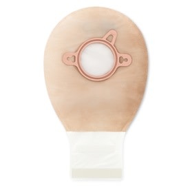 PREMIER ONE-PIECE CONVEX SKIN BARRIER 12"  DRAINABLE POUCH CLAMP CLOSURE BEIGE,PRE-CUT 1-1/8" WITH TAPERED BORDER BX/5