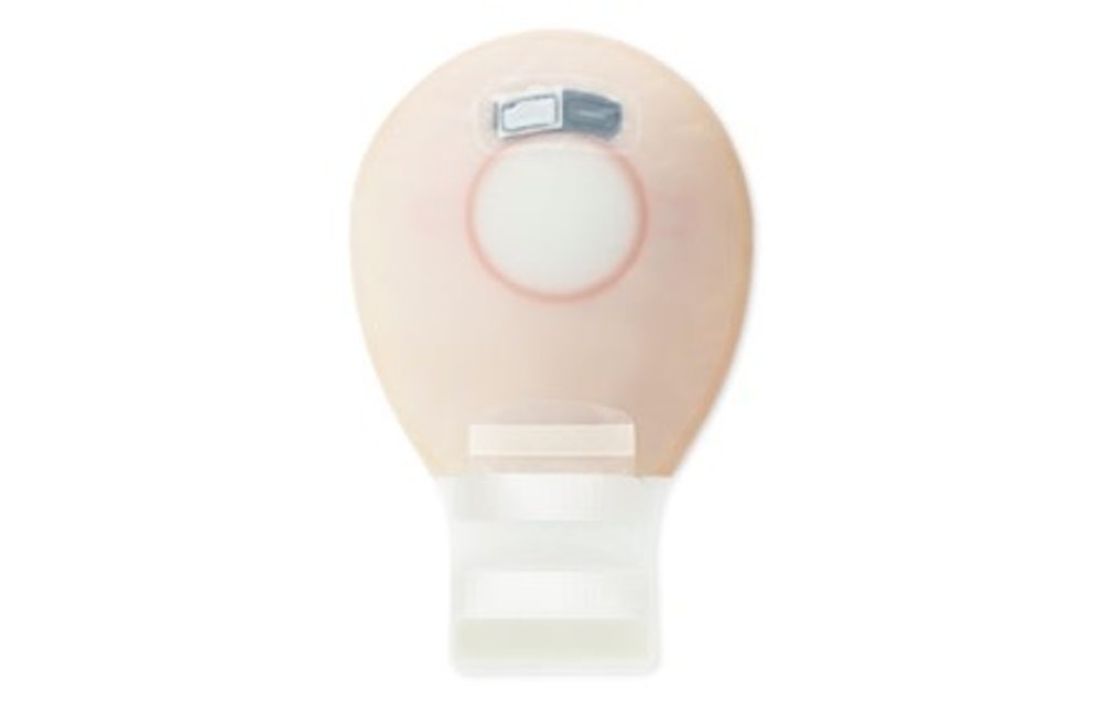 PREMIER ONE-PIECE CONVEX SKIN BARRIER 12"  DRAINABLE POUCH CLAMP CLOSURE BEIGE,PRE-CUT 1-1/8" WITH TAPERED BORDER BX/5