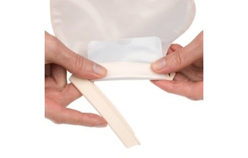 New Image Two-Piece Drainable Pouch, Clamp Closure  Blue Beige Flange 2-3/4" (70 mm) Pouch Length 12" (30mm) - Box of 10