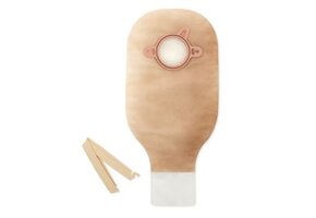 New Image Two-Piece Drainable Pouch, Clamp Closure  Red Beige Flange 2-1/4" (57 mm) Pouch Length 12" (30mm) AF300 Filter - Box of 10