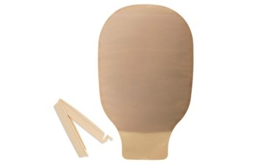 New Image Two-Piece Drainable Pouch, Clamp Closure  Red Beige Flange 2-1/4" (57 mm) Pouch Length 9" (23mm) - Box of 10