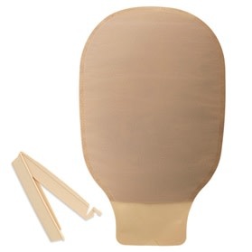 New Image Two-Piece Drainable Pouch, Clamp Closure  Red Beige Flange 2-1/4" (57 mm) Pouch Length 9" (23mm) - Box of 10