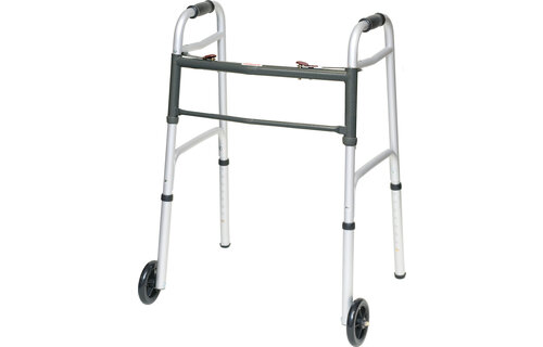 Probasics Aluminium Two-Button Release Folding Walker With Wheels