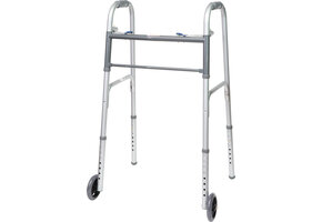 Probasics Economy Two-Button Folding Steel Walker with 5" Wheels (Adult)