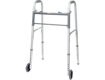 Probasics Economy Two-Button Folding Steel Walker with 5" Wheels (Adult)