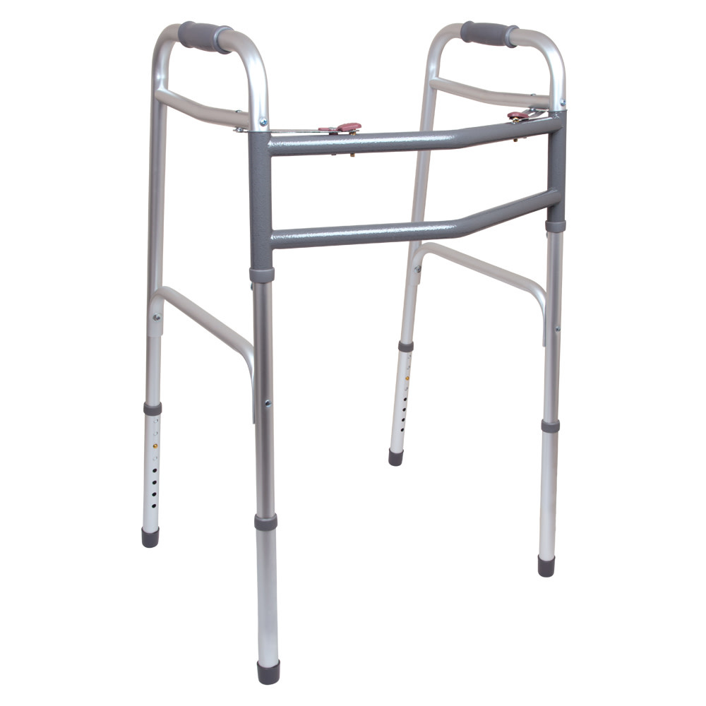 Probasics Bariatric Two-Button Release Folding Walker, Aluminum, No Wheels