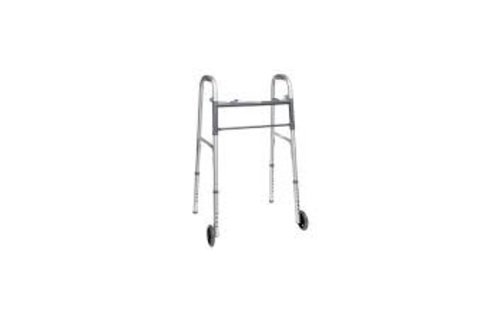 Probasics Economy Two-Button Folding Steel Walker with 5" Wheels (Adult)