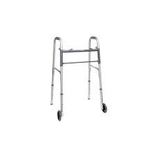 Probasics Economy Two-Button Folding Steel Walker with 5" Wheels (Adult)