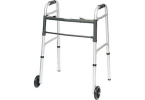 Probasics Aluminium Two-Button Release Folding Walker With Wheels