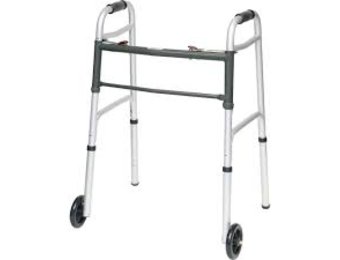 Probasics Aluminium Two-Button Release Folding Walker With Wheels