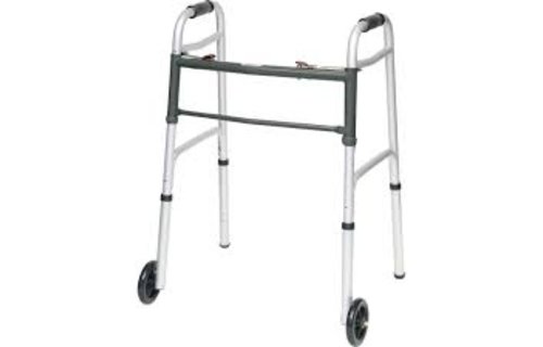 Probasics Aluminium Two-Button Release Folding Walker With Wheels