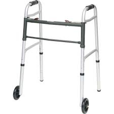Probasics Aluminium Two-Button Release Folding Walker With Wheels