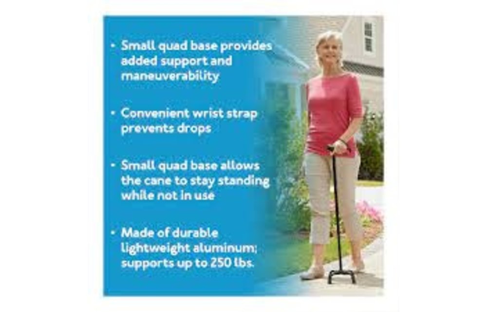 Carex Small Base Quad Cane with Soft Grip Derby Handle