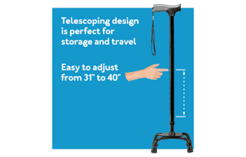 Carex small Base Quad Cane with soft Grip Derby Handle