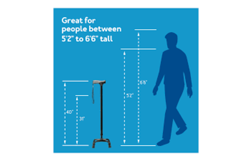 Carex small Base Quad Cane with soft Grip Derby Handle