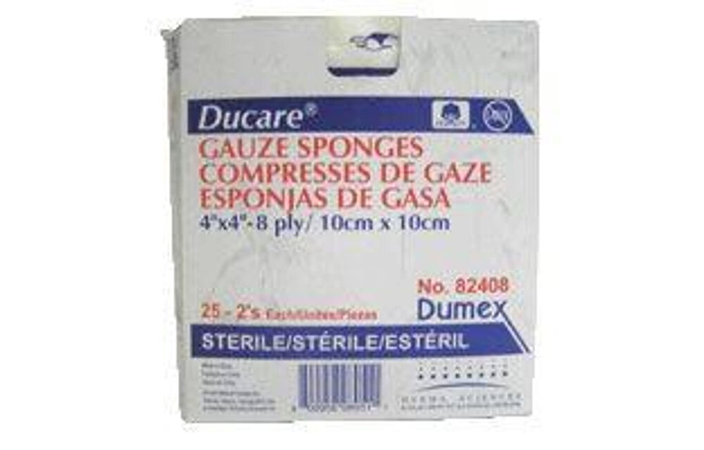 DUCARE WOVEN GAUZE SPONGE 4IN x 4IN, 8PLY, STERILE (2/PK)