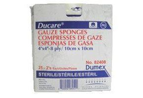DUCARE WOVEN GAUZE SPONGE 4IN x 4IN, 8PLY, STERILE (2/PK)