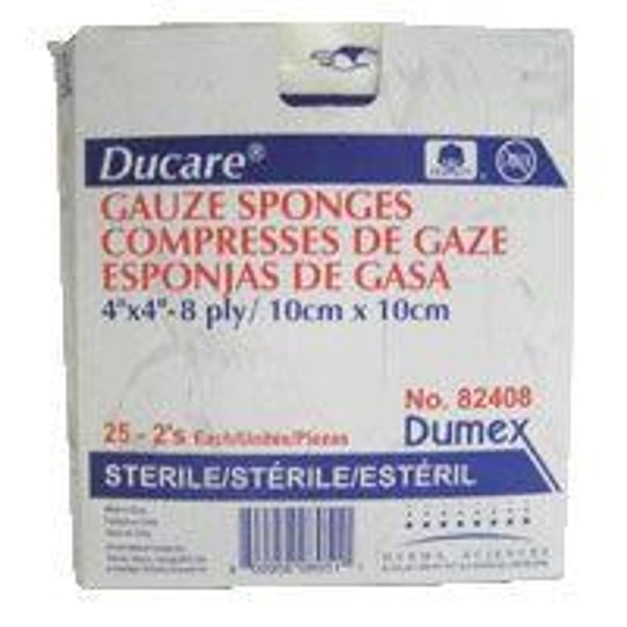 DUCARE WOVEN GAUZE SPONGE 4IN x 4IN, 8PLY, STERILE (2/PK)