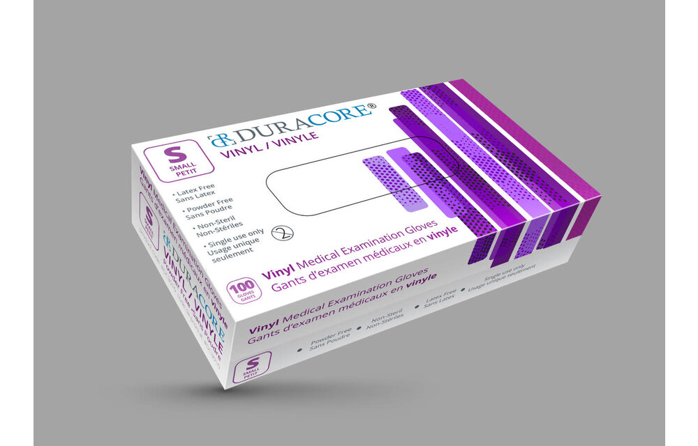 DURACORE VINYL EXAMINATION GLOVES, NON POWDERED