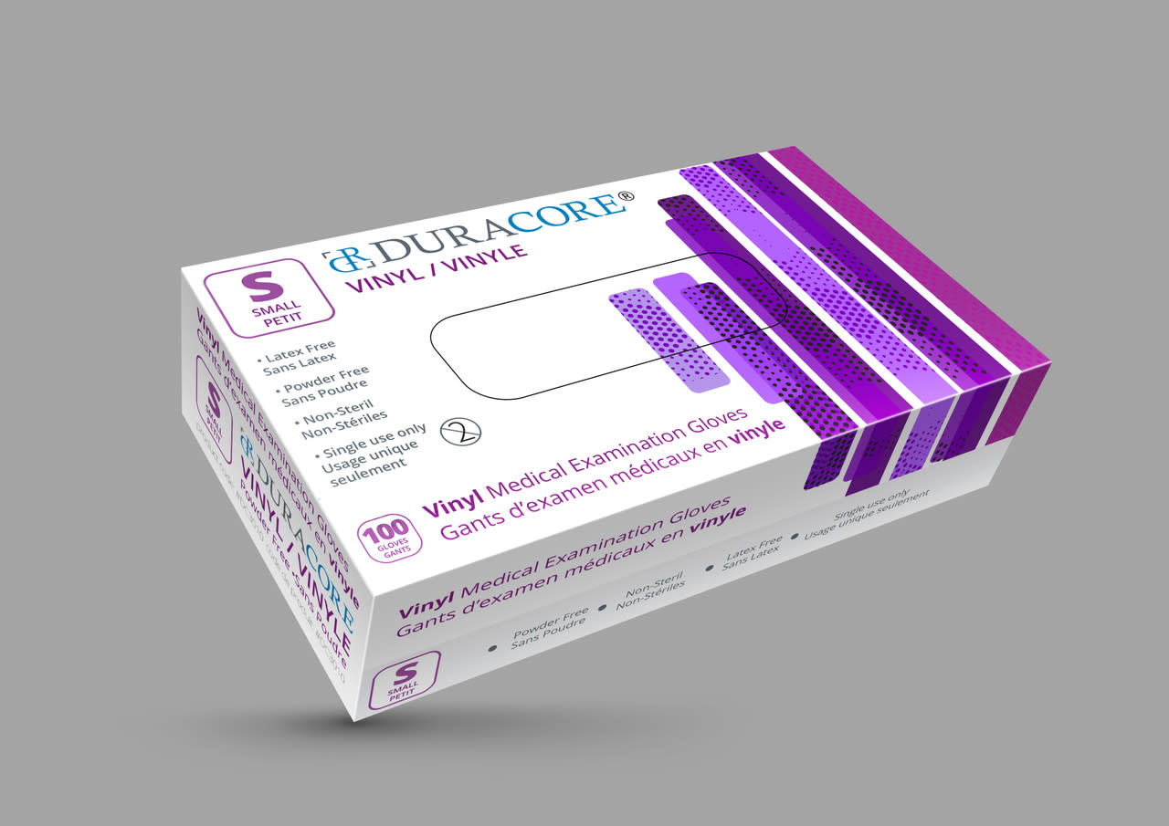 DURACORE VINYL EXAMINATION GLOVES, NON POWDERED