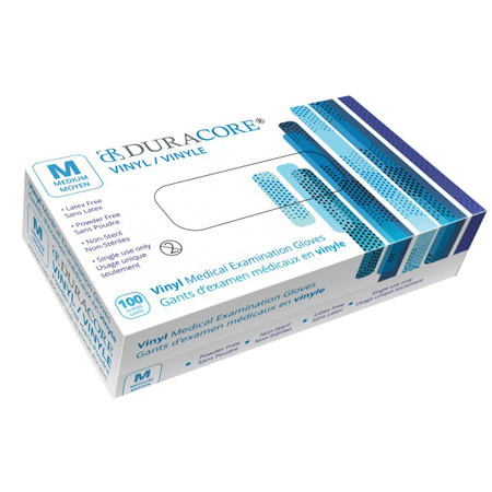 DURACORE VINYL EXAMINATION GLOVES, NON POWDERED