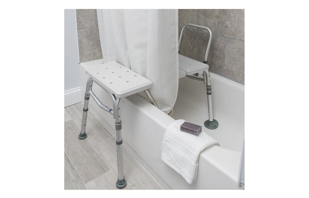 DRV Drive Medical Splash Defense Transfer Bench with Curtain Guard Protection Medi Healthcare