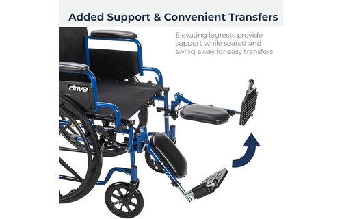 Blue Streak Wheelchair Flip Back Desk Arm (FBD) Elevated Leg Rests (ELR) 250lbs