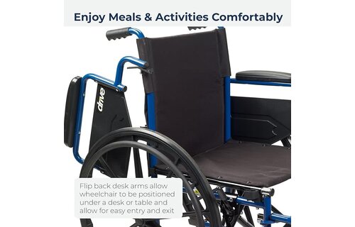 Blue Streak Wheelchair Flip Back Desk Arm (FBD) Elevated Leg Rests (ELR) 250lbs