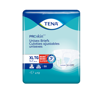 Tena Proskin Unisex Briefs, Extra Large, 12/cs