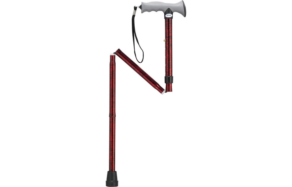 Cane, Folding, Gel Grip, Red Crkle