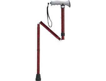 Cane, Folding, Gel Grip, Red Crkle