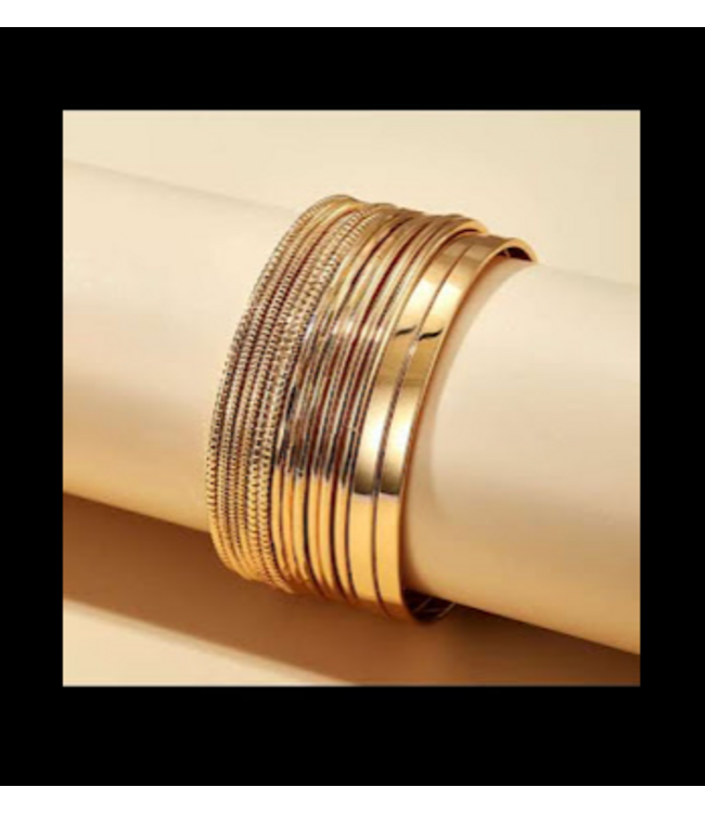 A.X.  TOCONA 14PCS SET PUNK GLD COLOR BRACELTS