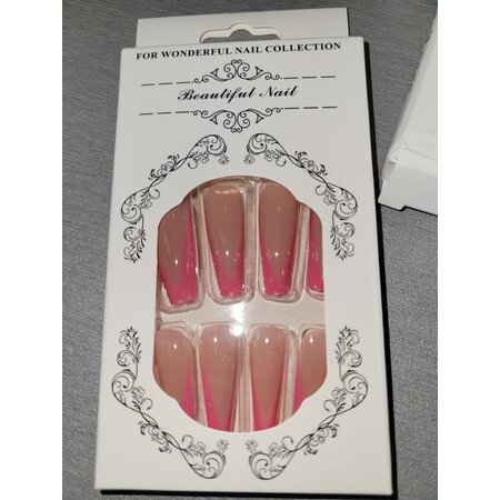 AX COFFIN NAIL  PINK TIPS