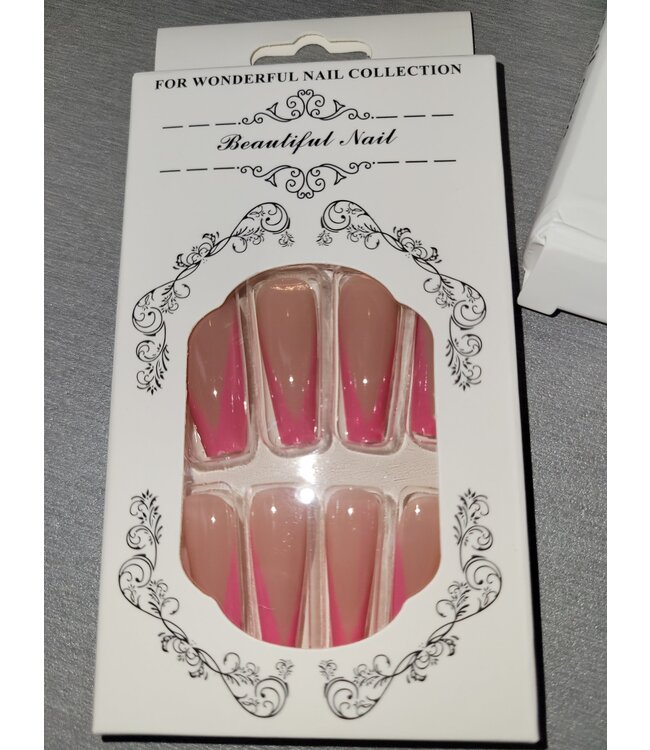 AX COFFIN NAIL  PINK TIPS
