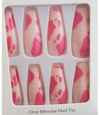 AX COFFIN NAIL  PINK PINK COW PRINT