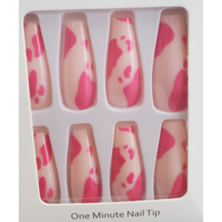 AX COFFIN NAIL  PINK PINK COW PRINT