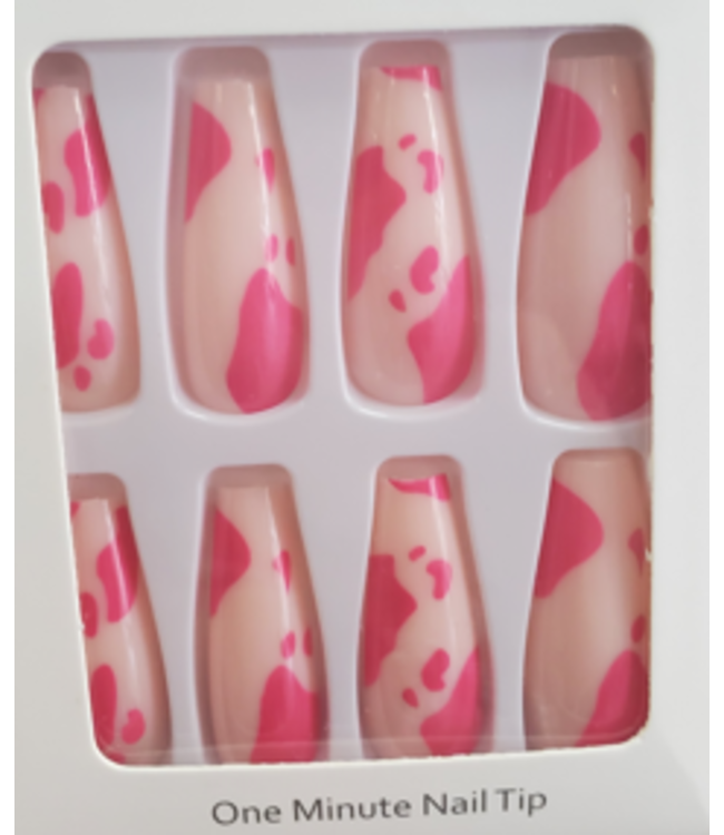 AX COFFIN NAIL  PINK PINK COW PRINT