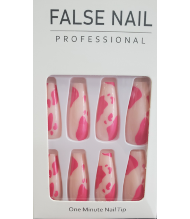 AX COFFIN NAIL  PINK PINK COW PRINT