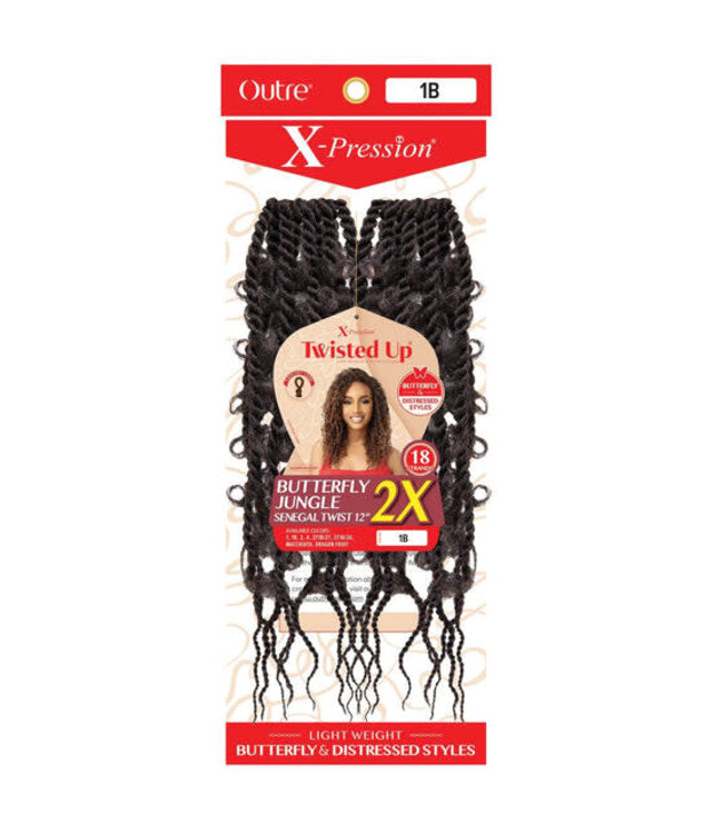 OUTRE' X-PRESSION-TWISTED UP - BUTTERFLY JUNGLE SENEGAL TWIST 12" 2X4 #1B